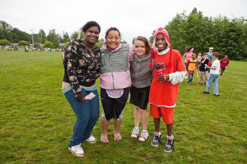 Four students on a field